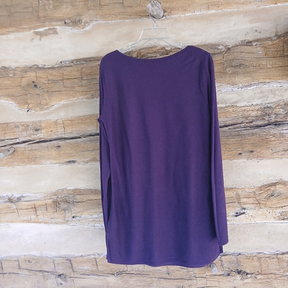 J. Jill Burgundy Boatneck Cotton/Rayon Tunic Length Sweater Size Small Tall - Picture 5 of 11